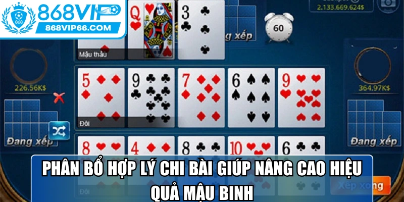 Phân bổ hợp lý chi bài giúp nâng cao hiệu quả mậu binh
