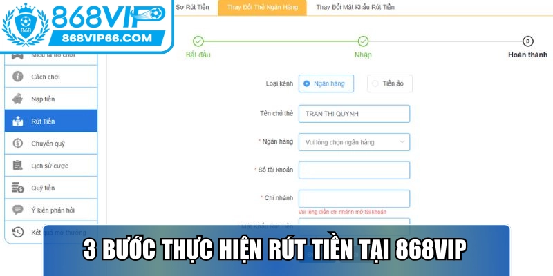 3 bước thực hiện giao dịch rút vốn đơn giản